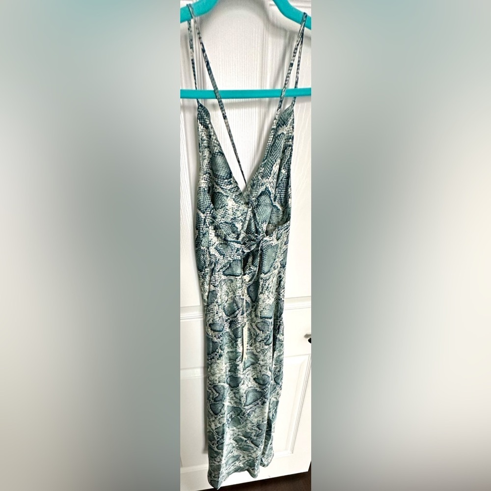 ‼️RARE‼️🎸LOVESTITCH🎸🔥NWT🔥Python Cowl Neck Midi Slip Dress in Green—S - Picture 8 of 14